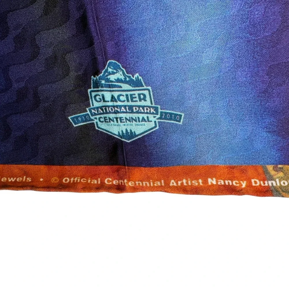 Glacier National Park Centennial Silk Scarf Nancy Dunlop Cawdrey 13X60 Wildlife - Picture 6 of 8